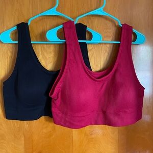 Torrid Black and Red Ribbed Scoop Bralettes